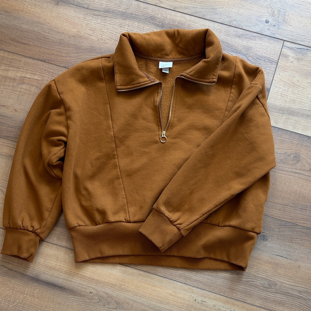 a new day Rust Brown Half-Zip Sweatshirt